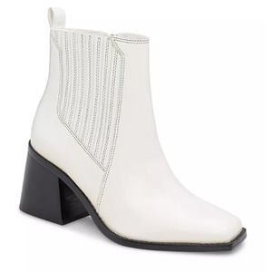 Vince Camuto Sojetta Square Toe High Heel Booties White Ankle Boots